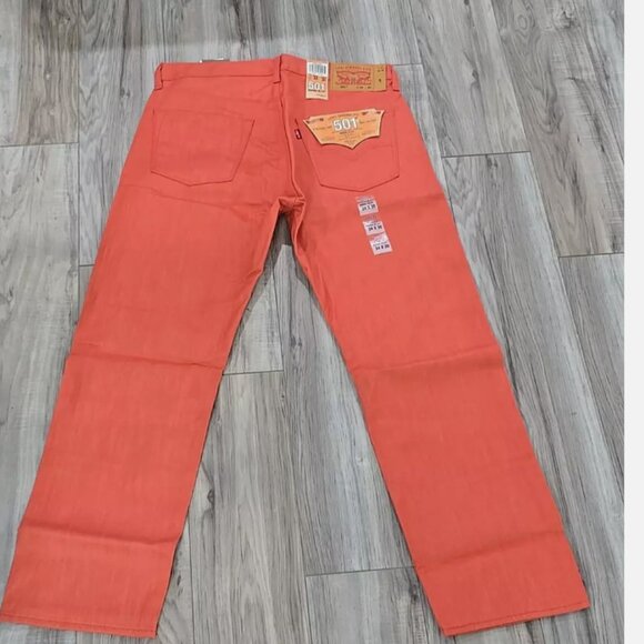 Levi's Original Shrink To Fit 501 Button Fly Straight Coral Red Jeans 34x30 - Picture 3 of 6